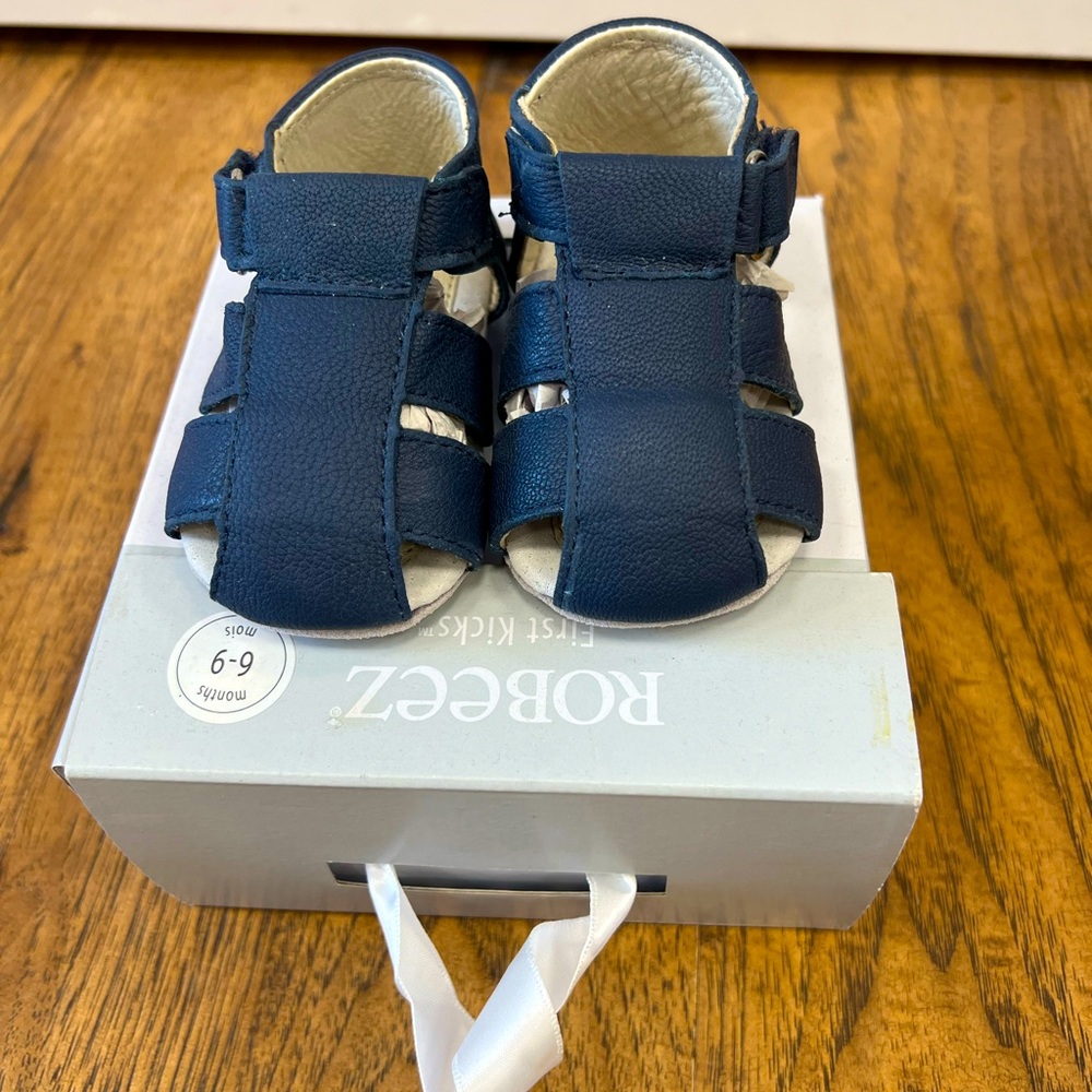 Robeez Navy Leather Sandal